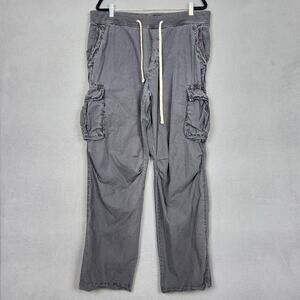 James Perse Pants Womens 3 Gray Cotton Twill Cargo Straight Leg Drawstring Waist